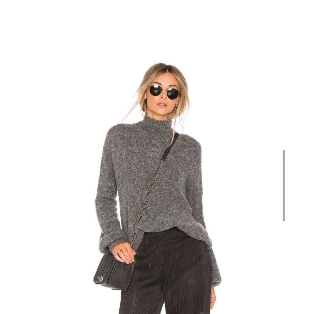 Lovers + Friends XXS Wool Minimalist Gray Mock NeckTurtleneck Sweater